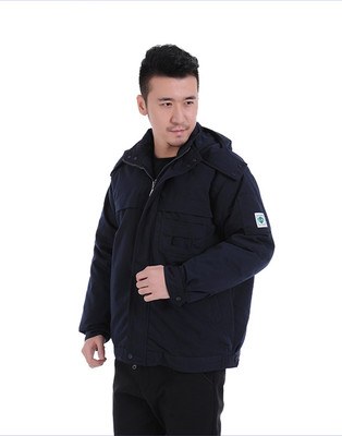 磨毛深蓝夹克棉服