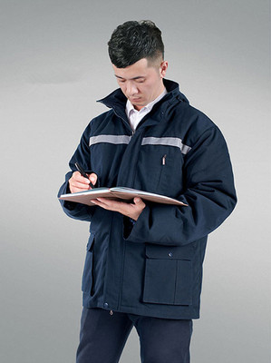 磨毛深蓝中长款棉服