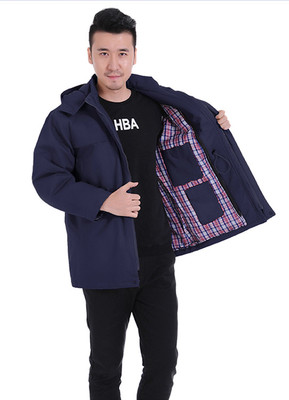 全棉深蓝中长款棉服