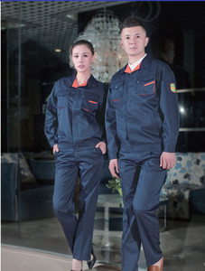 深蓝拼橘红防静电防酸碱服