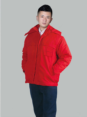 磨毛大红夹克棉服